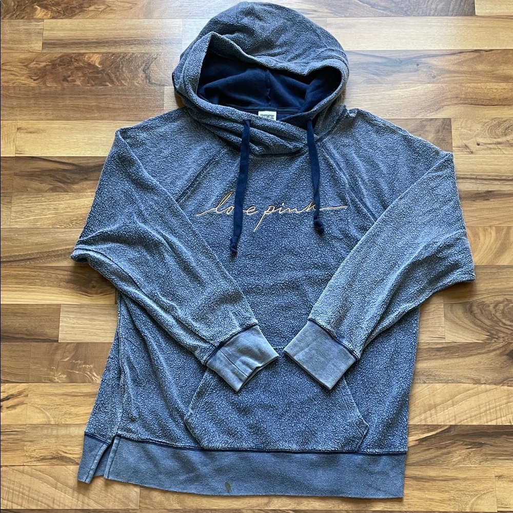 PINK Victoria's Secret Gray Hoodie with Embroidered Logo